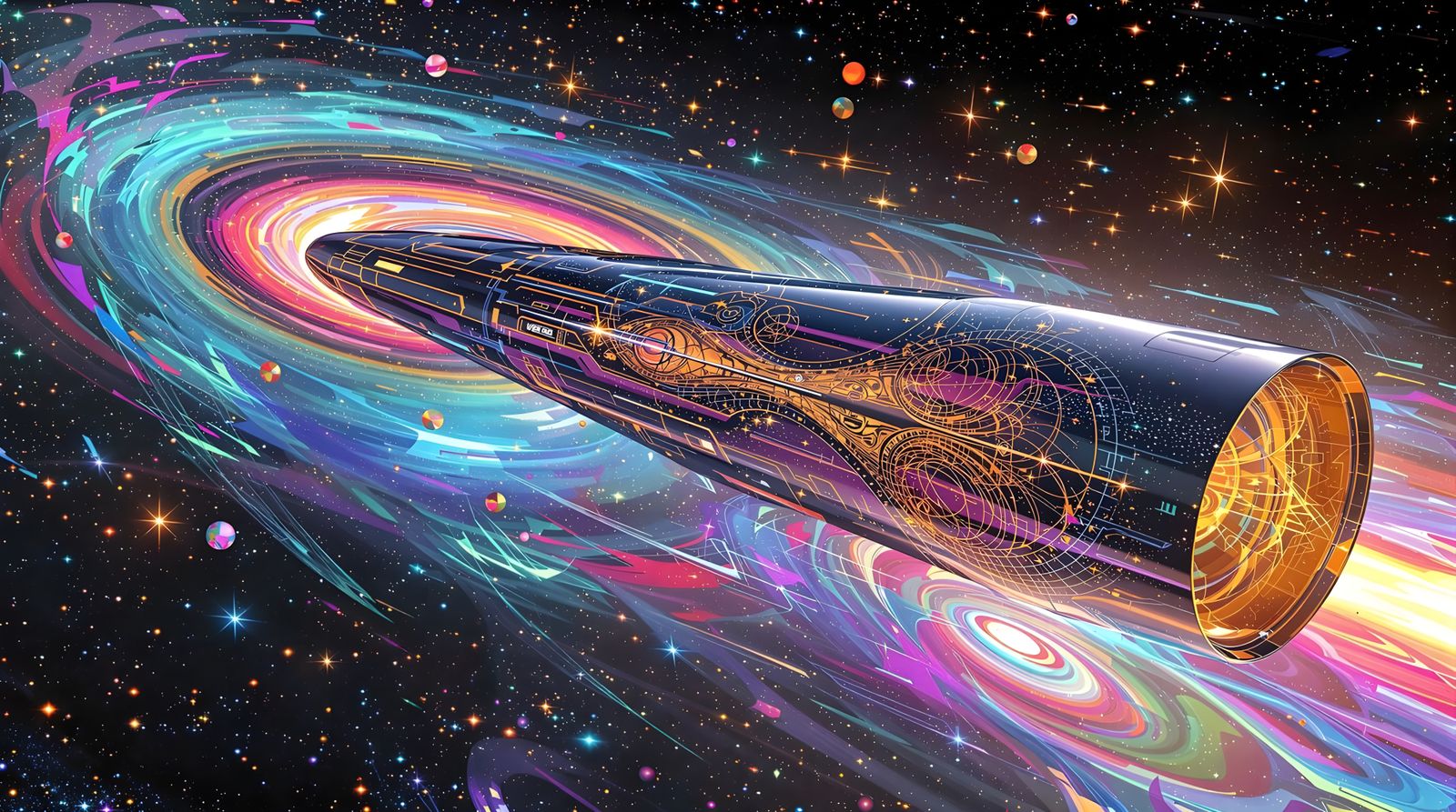 Worldship Spins Through Impasto Cosmic Dreamscape