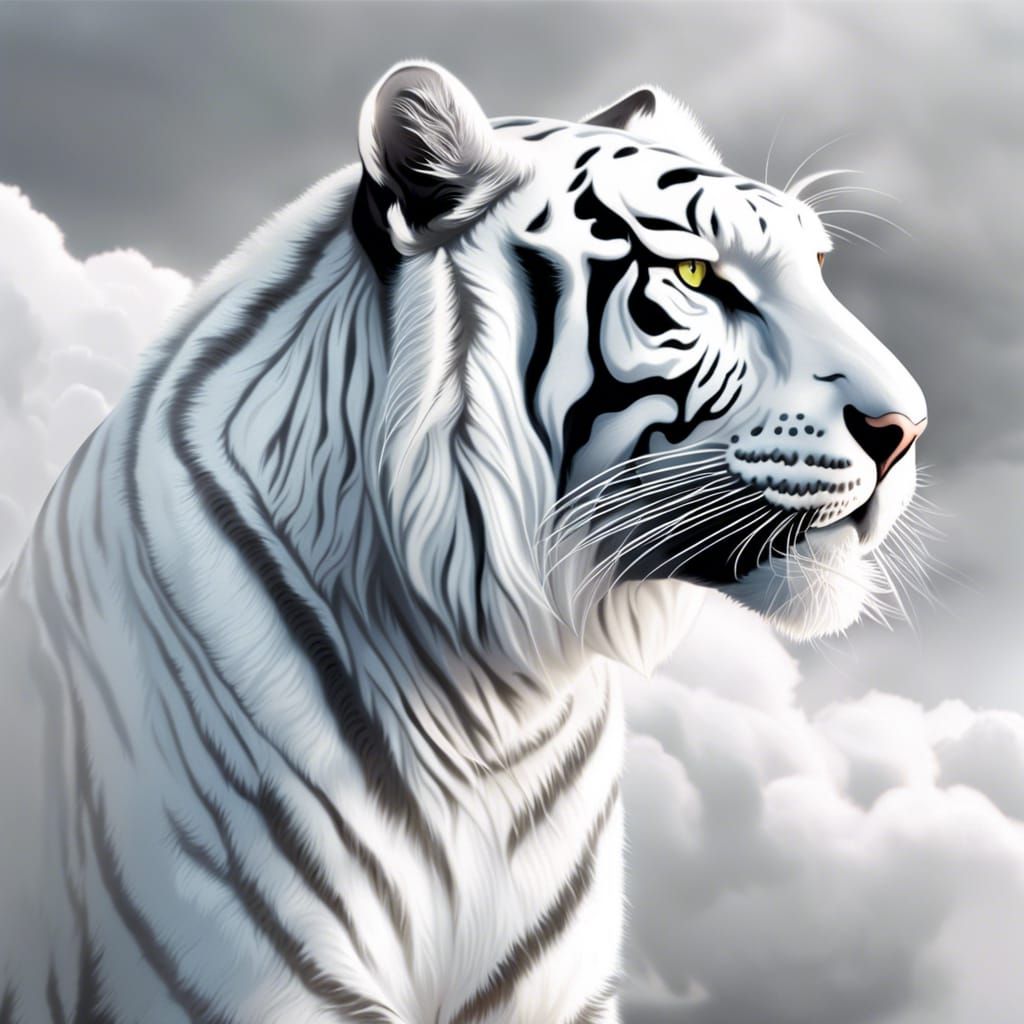 white tiger made of clouds