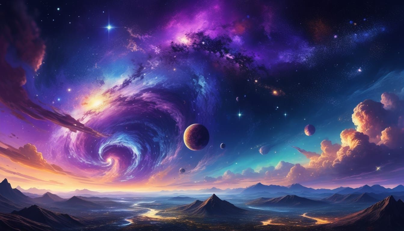 Vibrant Cosmic Art of Stars and Galaxies