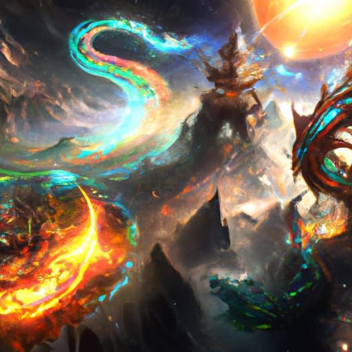 Elemental Energy Intersection in Dark Fantasy Style