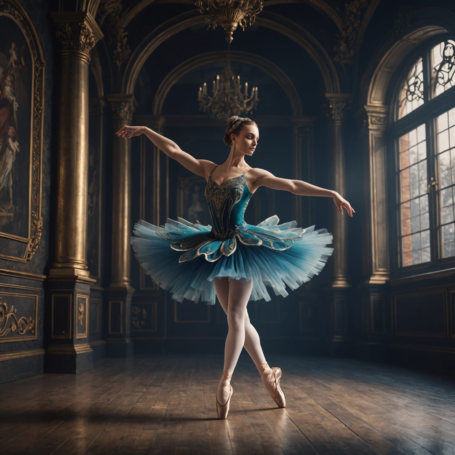 Ballet Dancer Pirouette in Detailed Matte Painting