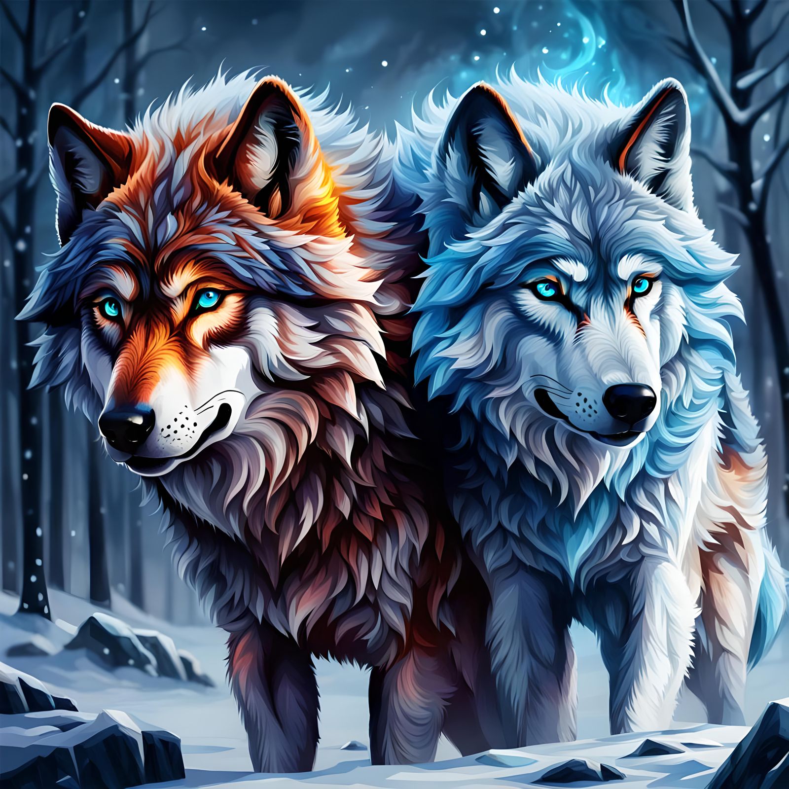 Fire and Ice Wolves Clash