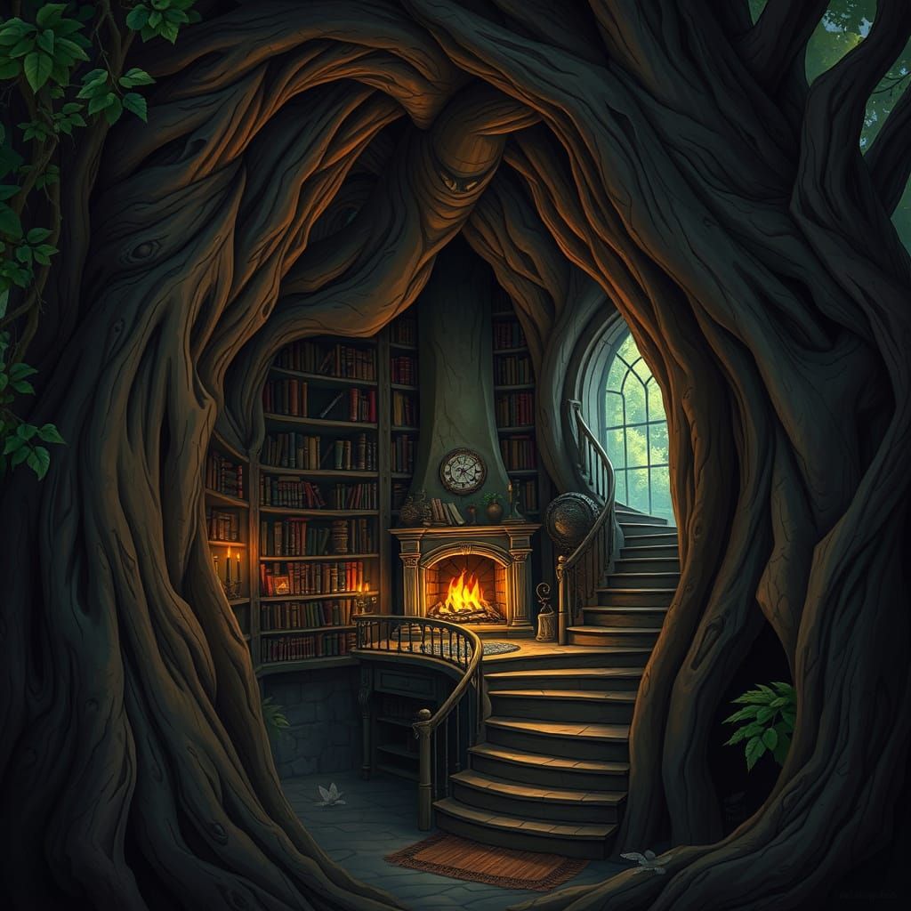 Enchanted Library Hidden Inside Ancient Tree