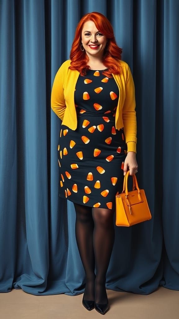 Candy Corn Dress Outfit in Oil Painting Style