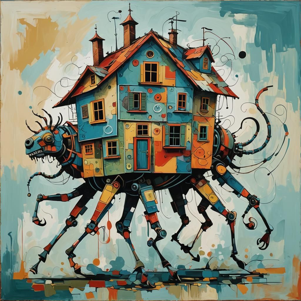 Abstract Art: A Running House with Six Legs
