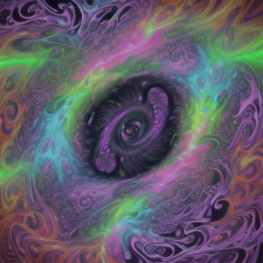 Surreal Ukiyo-E Masterpiece with Vibrant Neon Colors