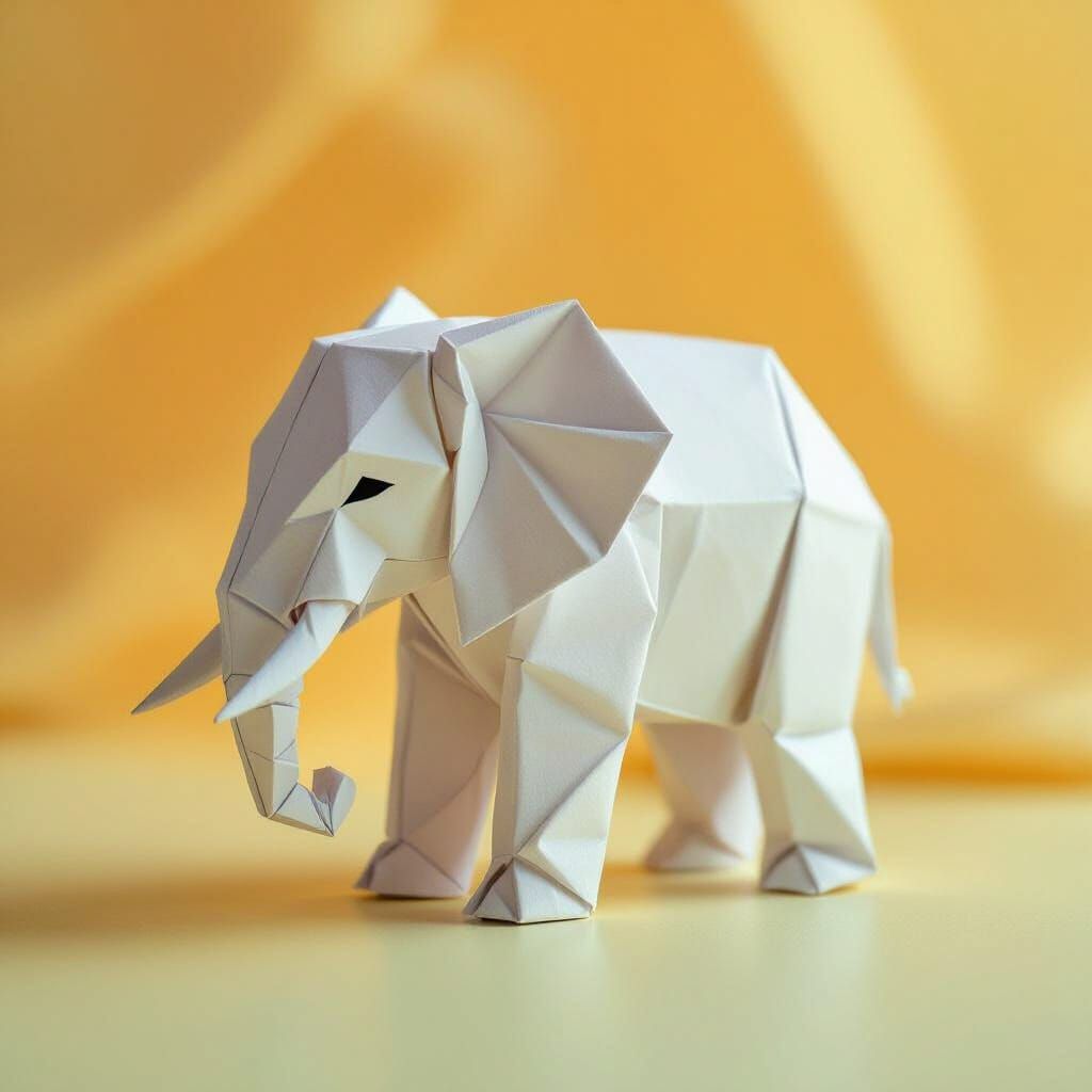 Origami Elephant in Soft Yellow and Orange Gradient