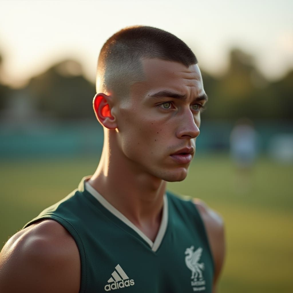 Chiseled Athlete in Training: A Fashion-Inspired Portrait