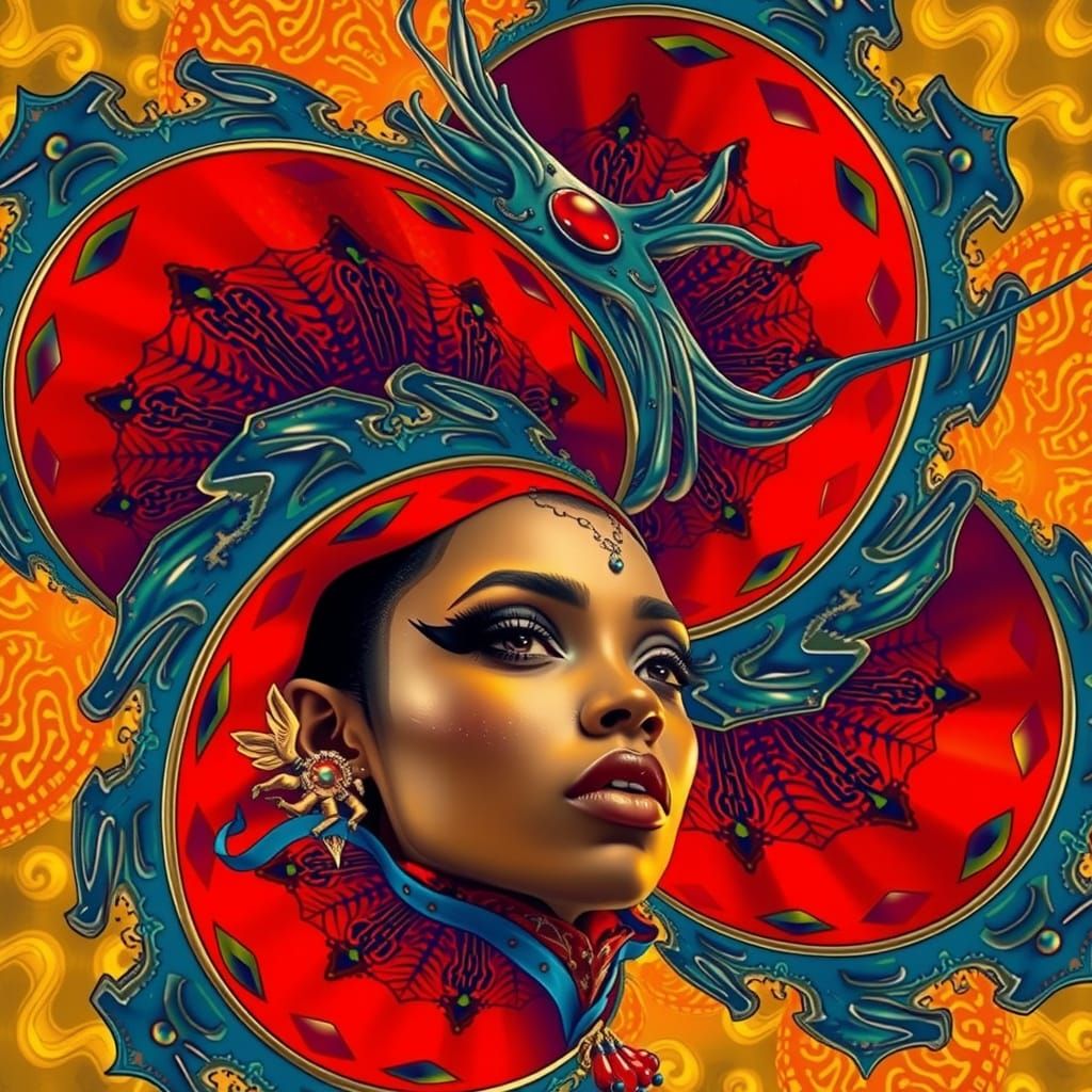 African Queen in Surreal 3D CGI Style