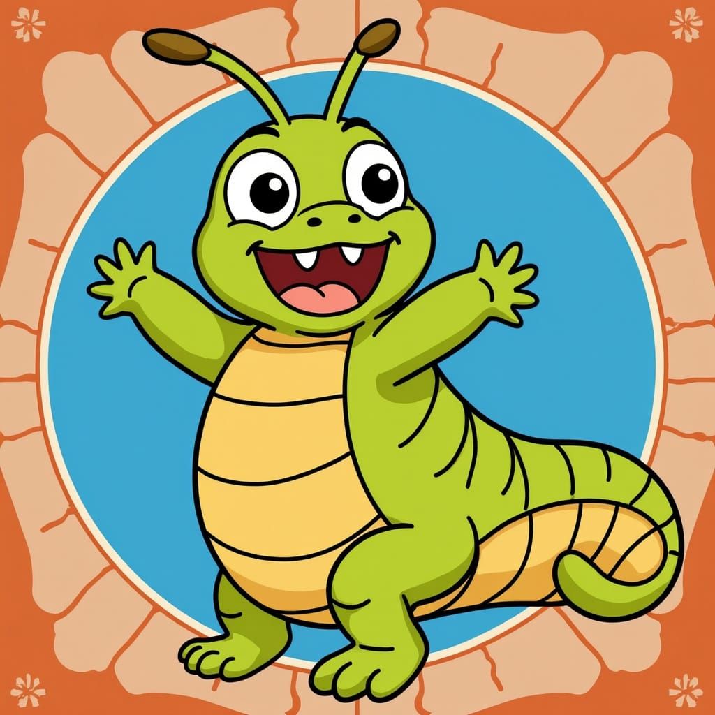 Excited Caterpillar Illustration