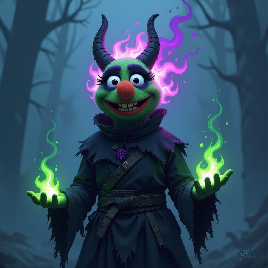 Demonic Muppet Engulfed in Flames: Conceptual Art