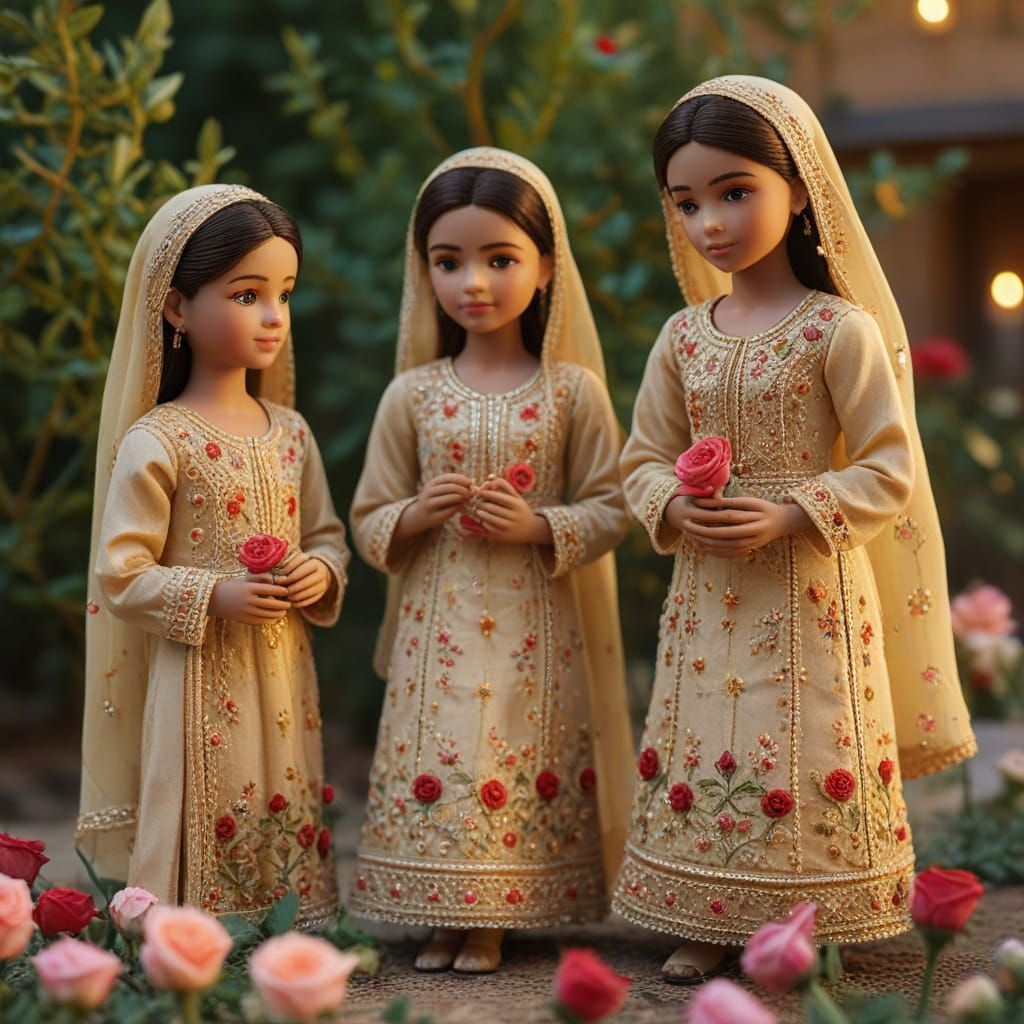 Miniature Pakistani Women's Garden Diorama in 4K