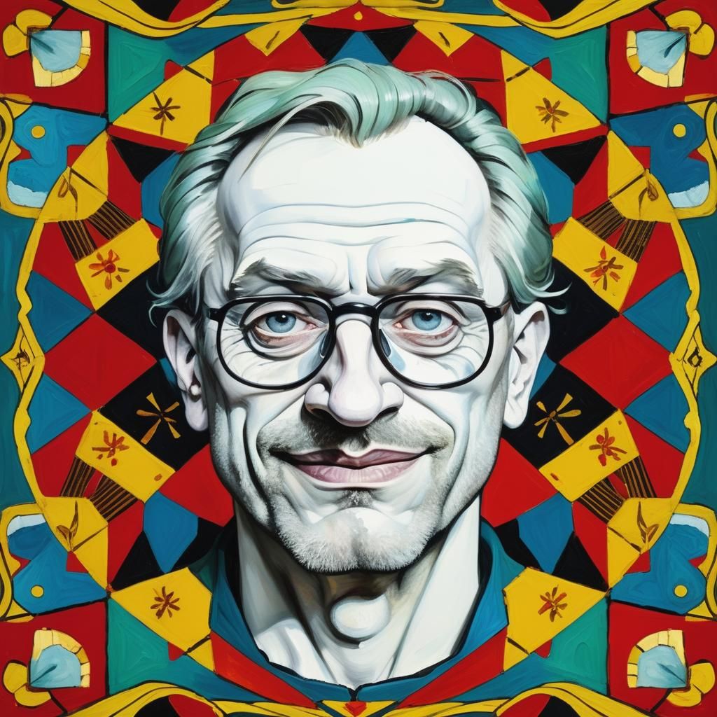 Wizard Portrait in Expressionist Style with Vivid Colors