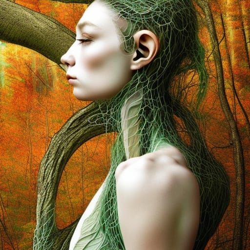 Praying Mantis Hybrid in Mycelium Network, Detailed Digital ...