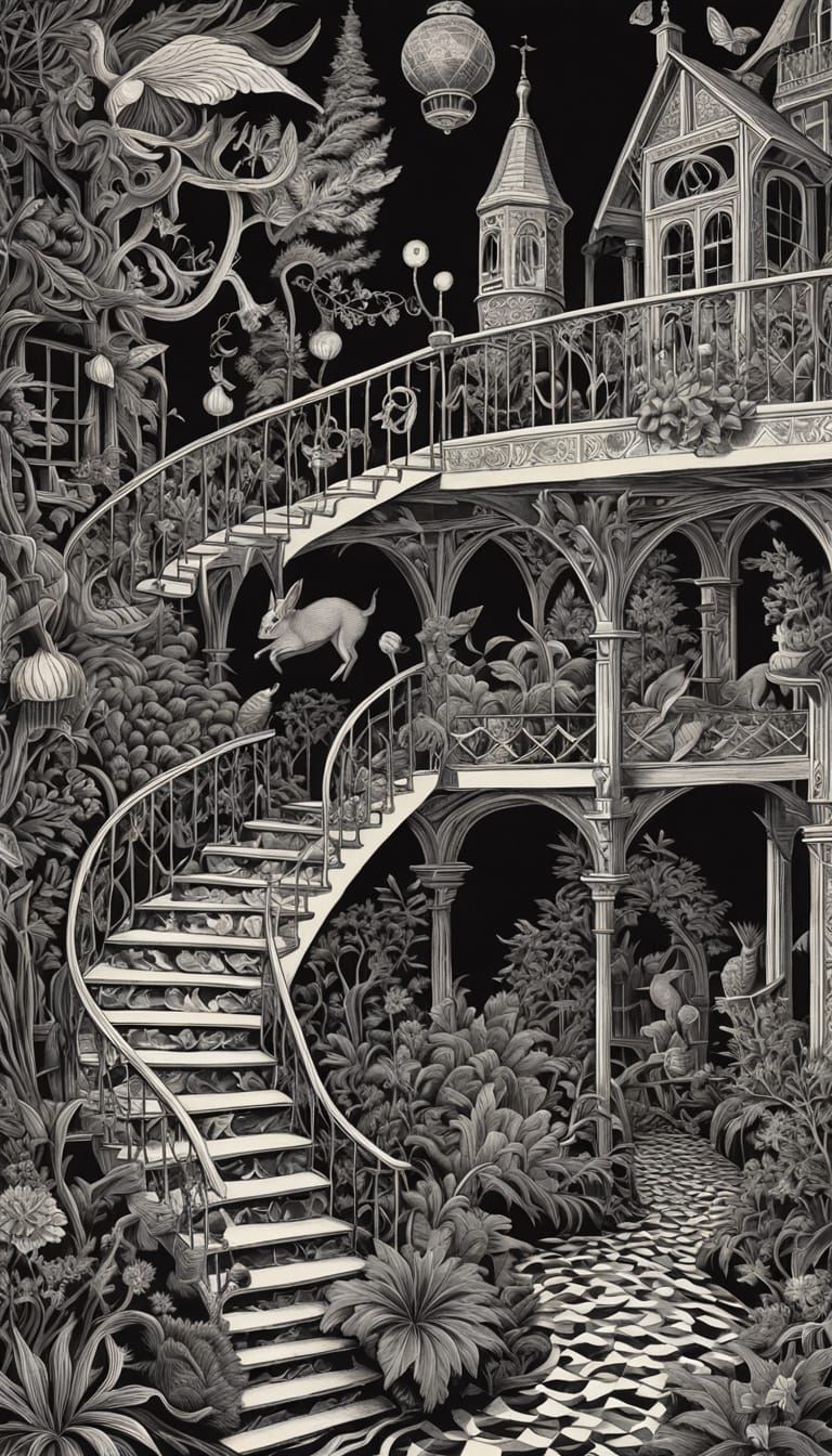 Cyberdelic Vector Garden in Surreal Style