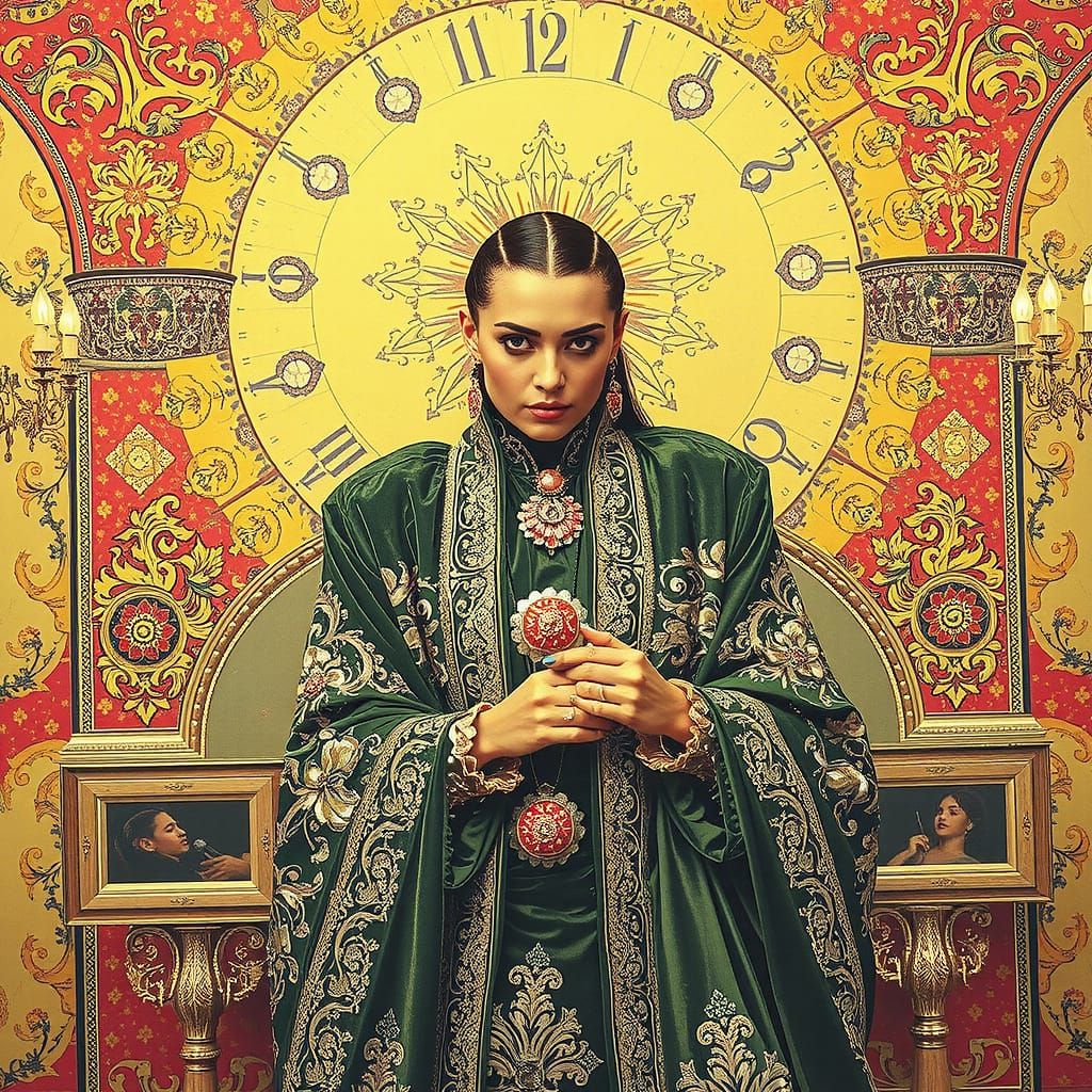 Woman in Baroque Opulence: A Maximalist Portrait