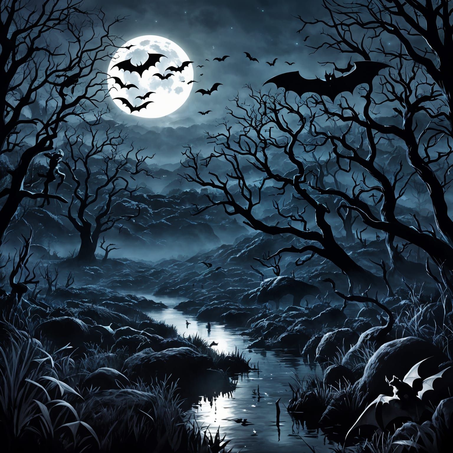 Ethereal Black Horror Sunset in a Haunting Film Scene