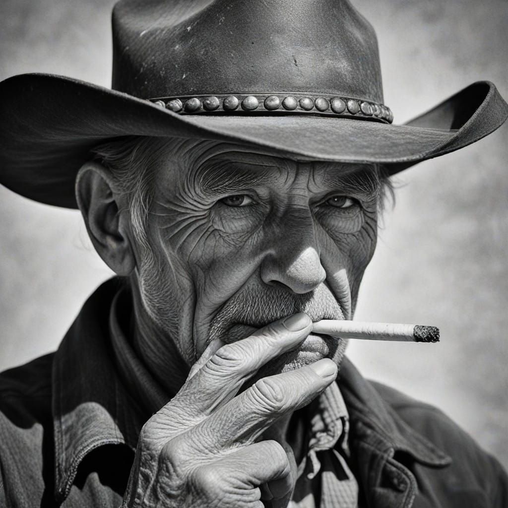 Weathered Cowboy in Charcoal