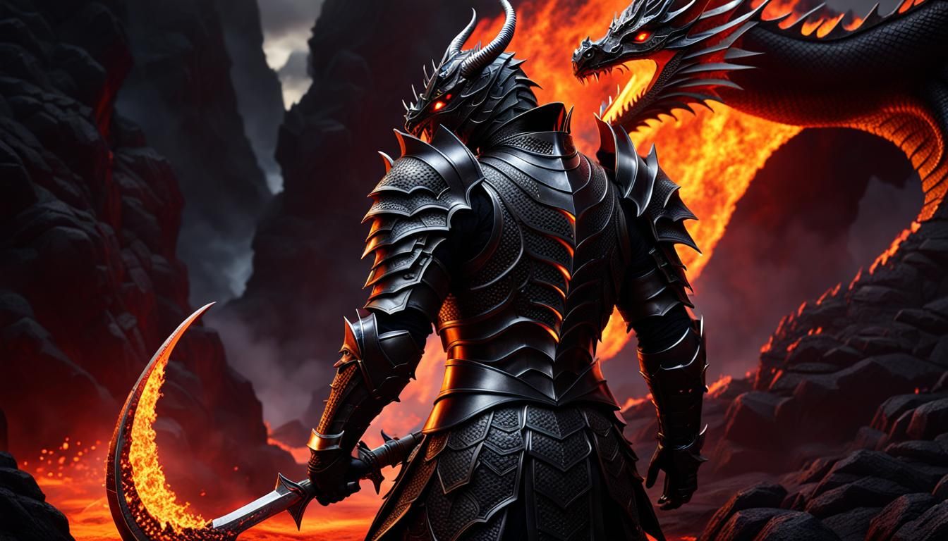 Dragon Knight in Intricate Black Armor