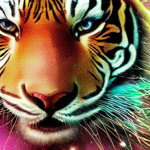 Cosmic Tiger: Hyperdetailed Astral Illustration