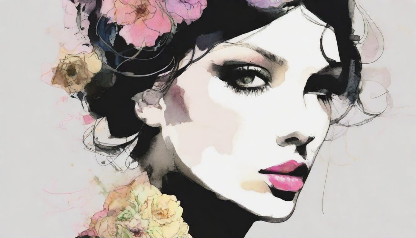 Sensual Woman in Elegant Dance Pose, Cyberpunk Art