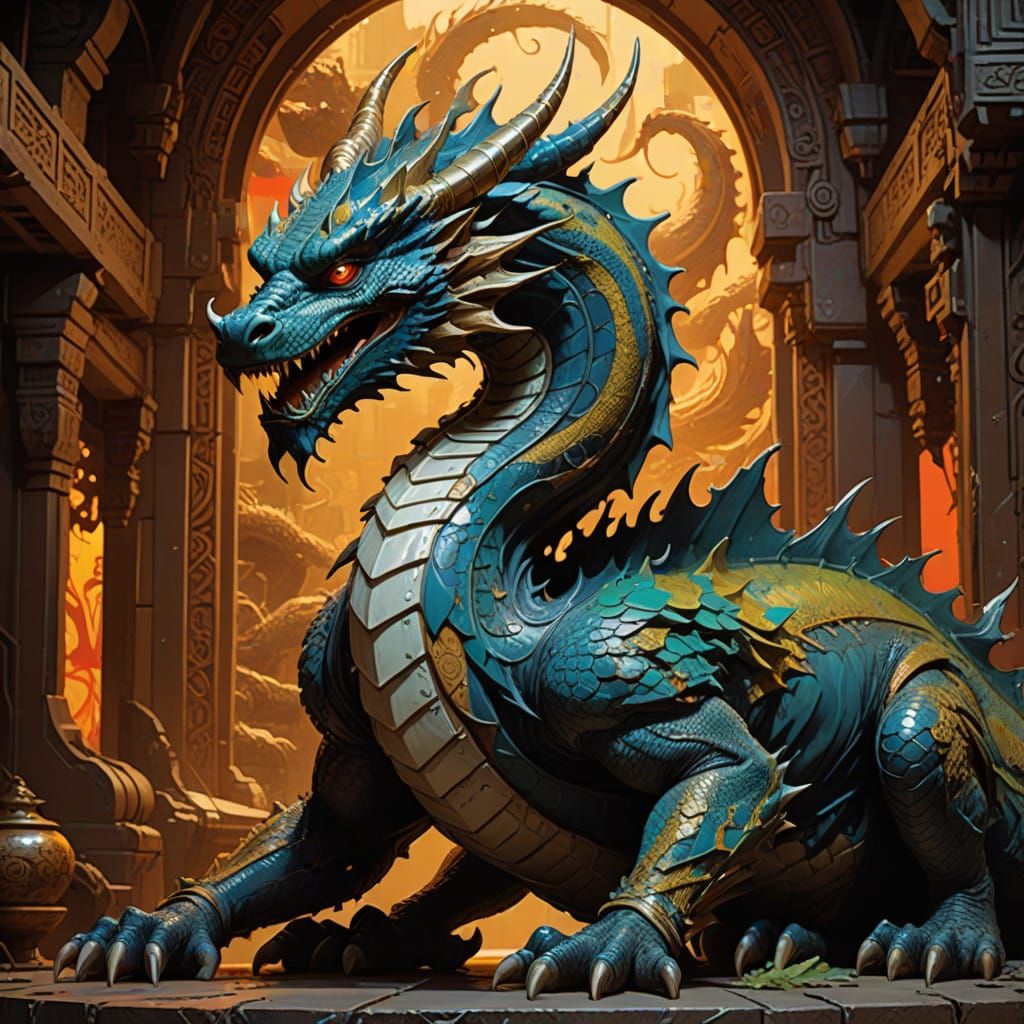 Hyperrealistic Porcelain Dragon Vase in Traditional Chinese...