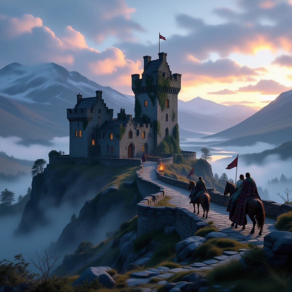 Epic 18th-Century Scottish Highlands Castle Scene