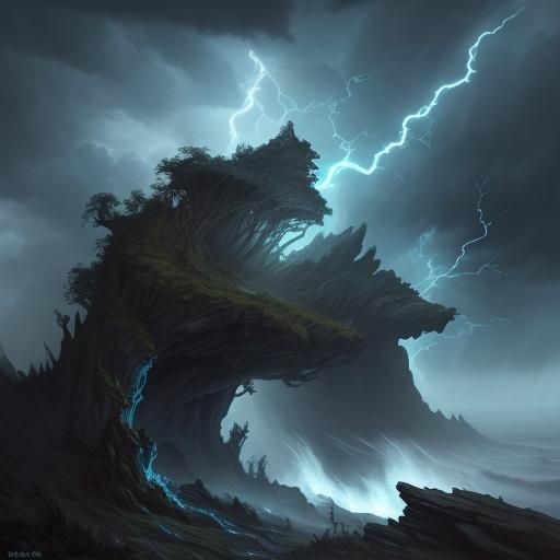 Druid Summons Tempest in Fantasy Illustration