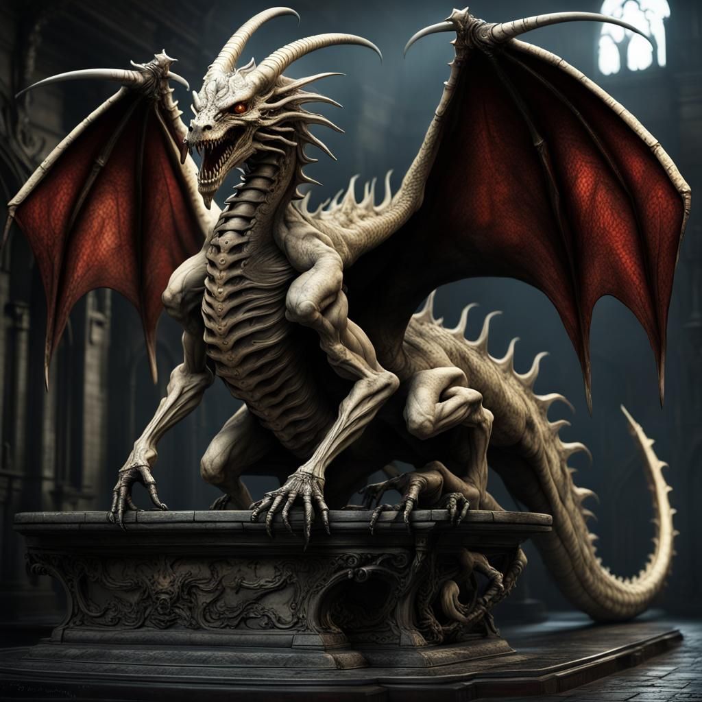 Undead Dragon in Gothic Steampunk Style