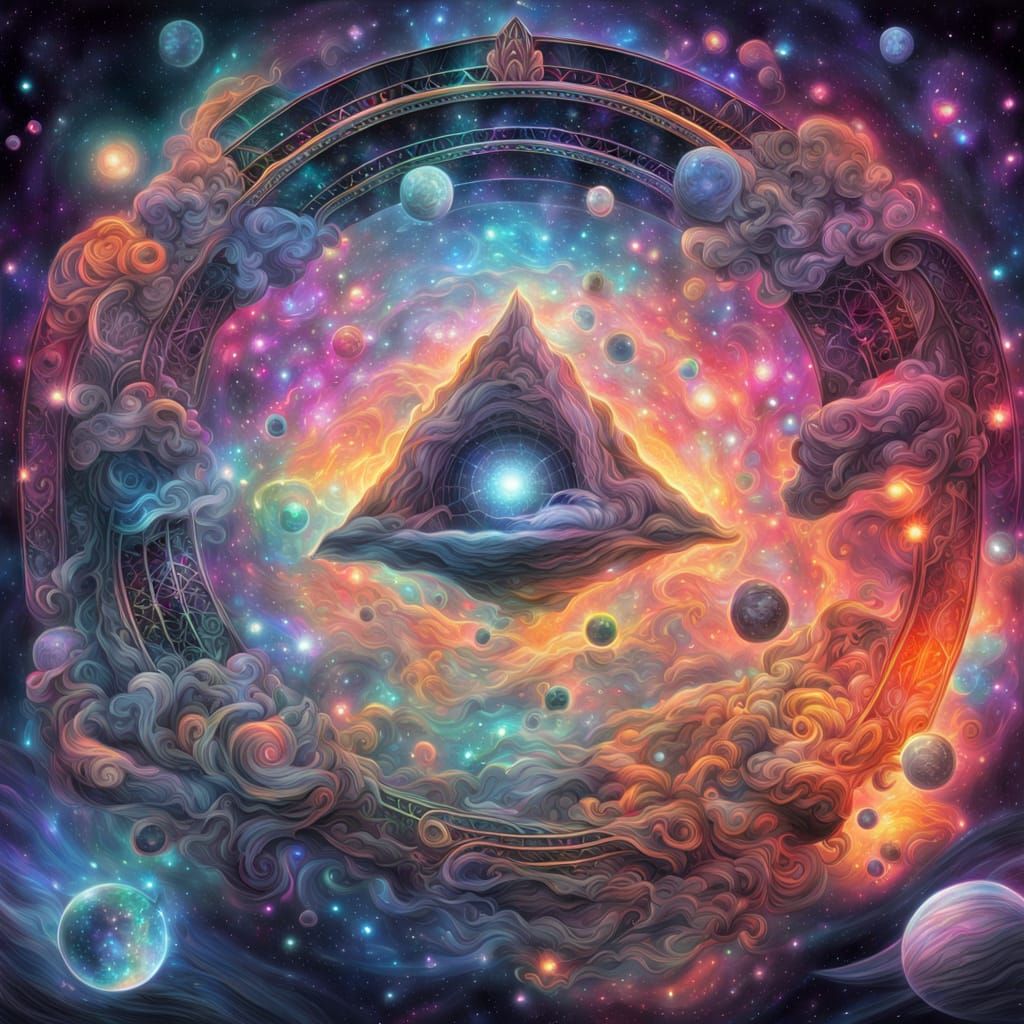 Cosmic Astral Awakening in Vibrant Holographic Style