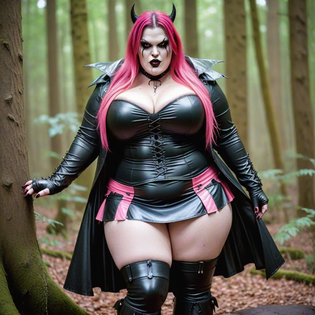 Vampire in Pink PVC Mini Skirt in Woodlands