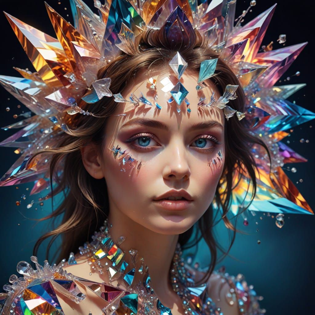 Surrealist Portrait: Cosmic Dreamer in Kaleidoscope