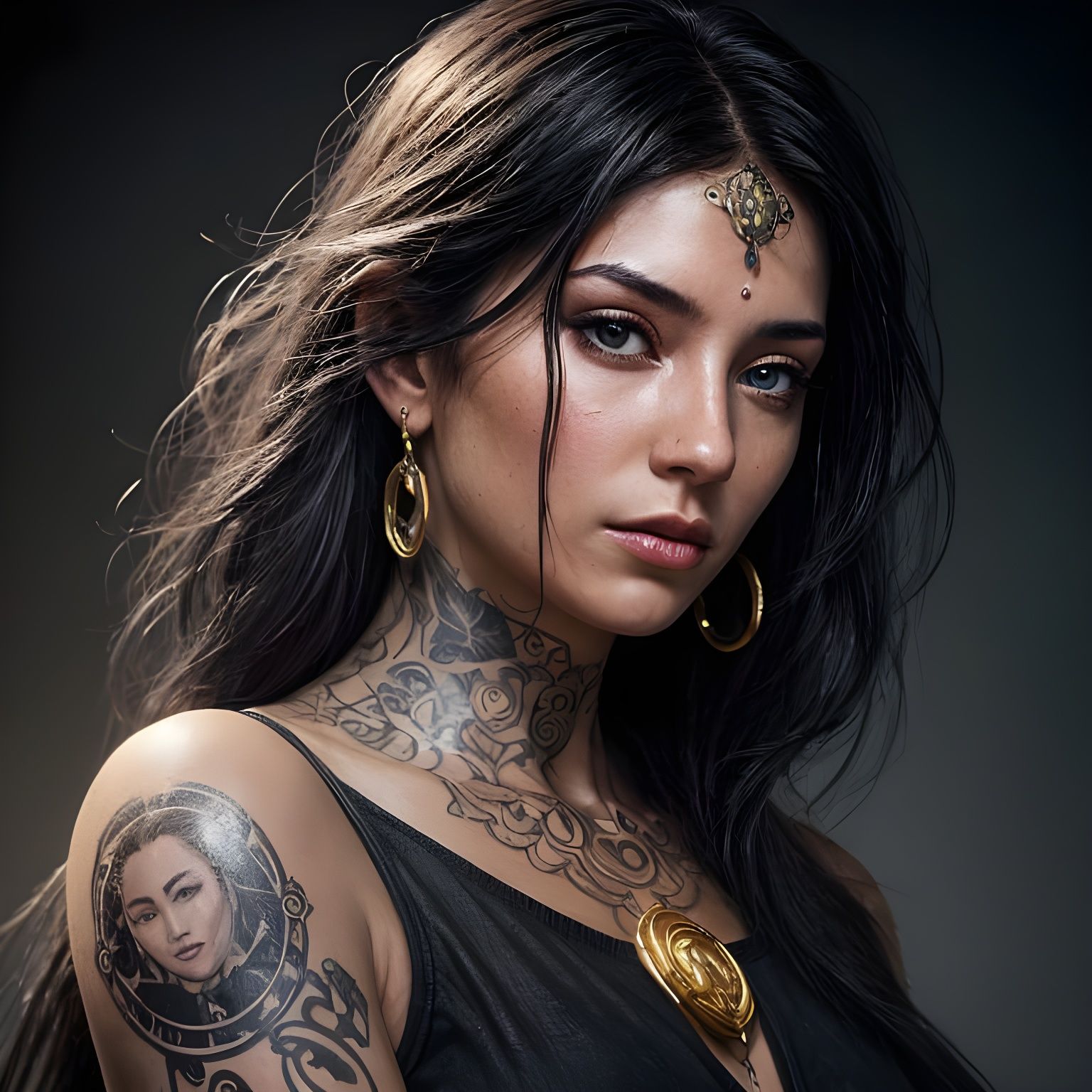 Golden-Eyed Latina Portrait in Hyperdetailed Digital Art