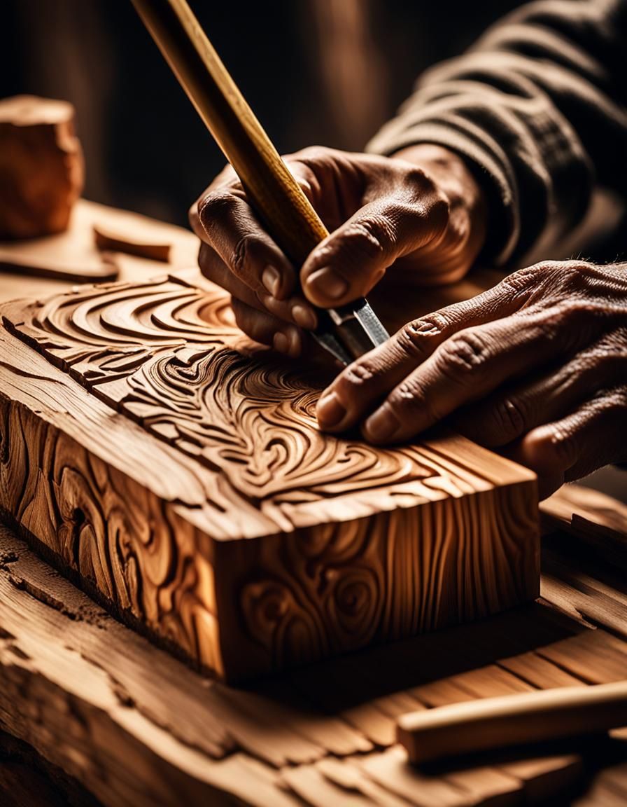 Fine Wood Carving Art in Natural Photography