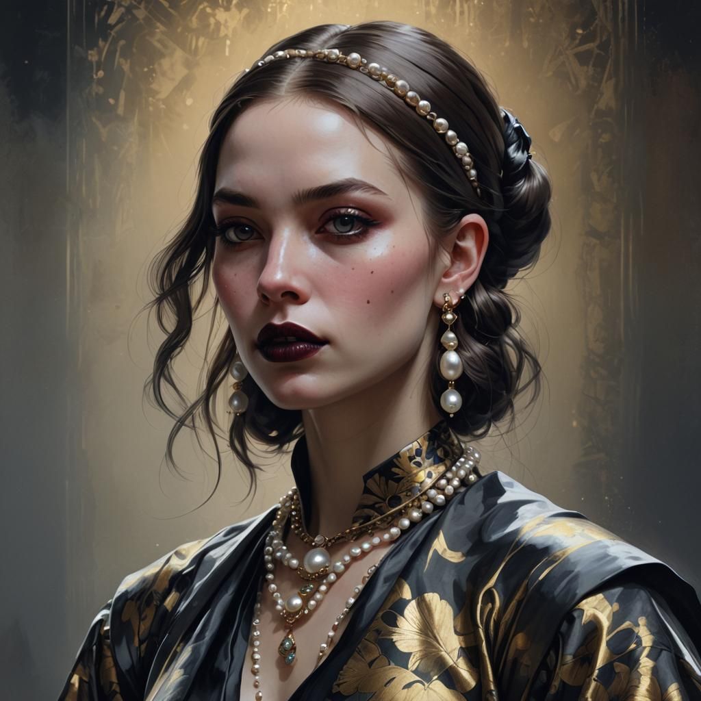 Girl with Pearl Earring in Goth Punk Style