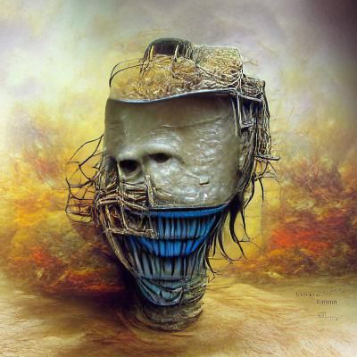 Eerie Porcelain Mask in Beksinski Style