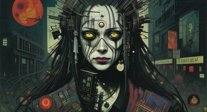 Liminal Horror in Dark Cyberpunk Cityscape