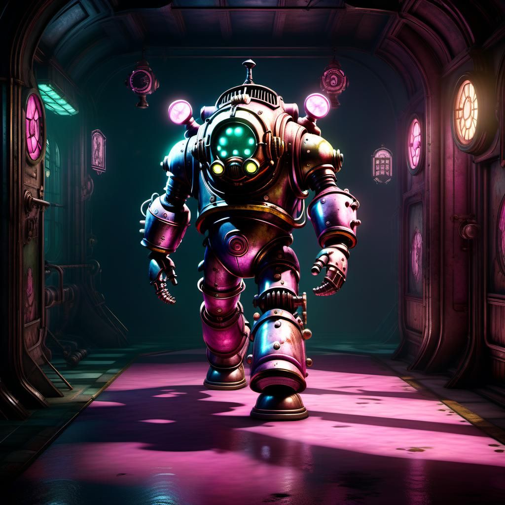 Pink Pastel Big Daddy in 3D Game Style