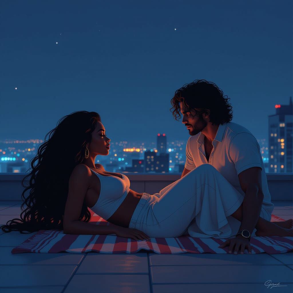 Rooftop Romance: A Night of Longing and Obsession