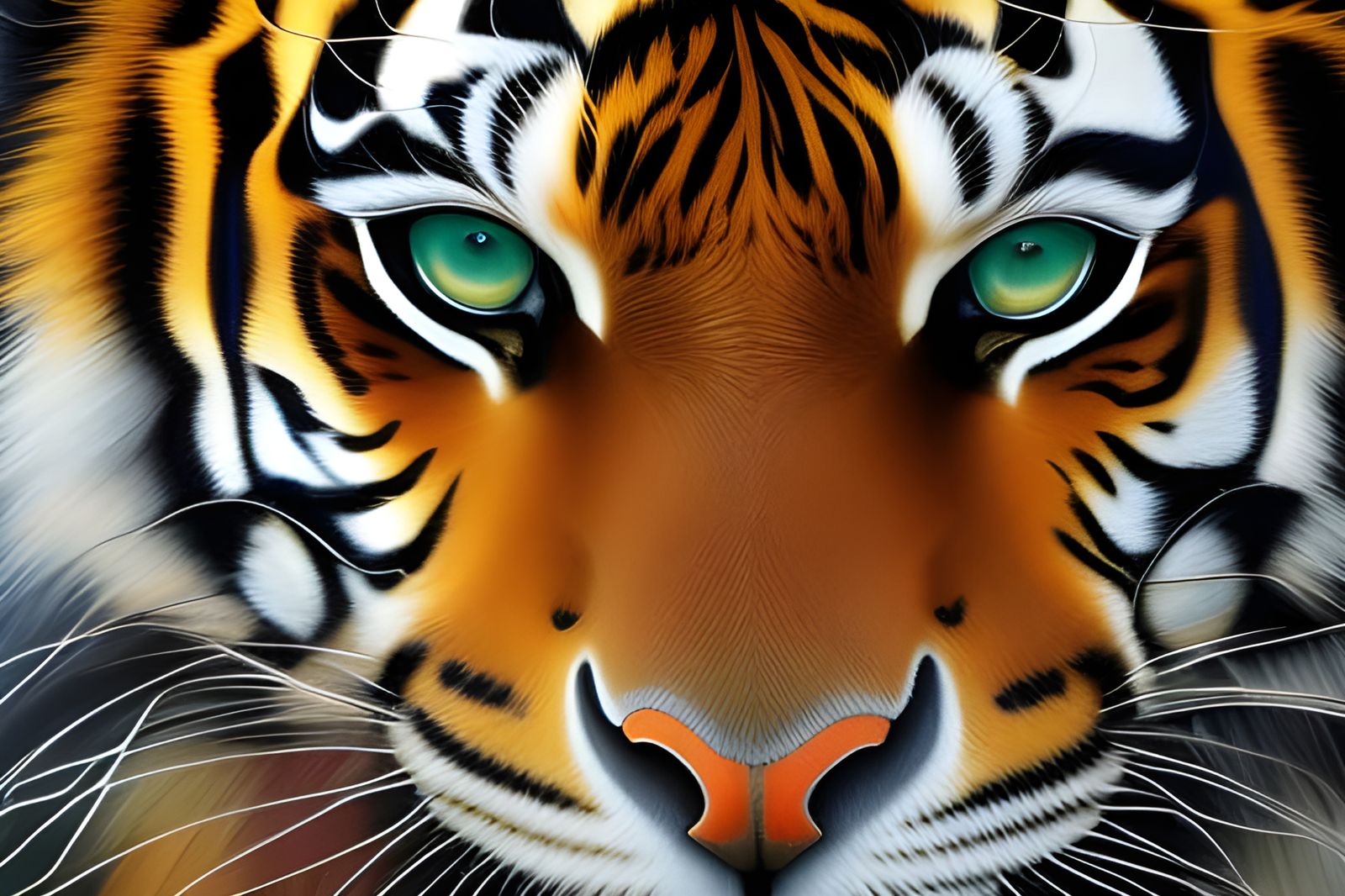 Retro Oil Painting of a Tiger in Jungle