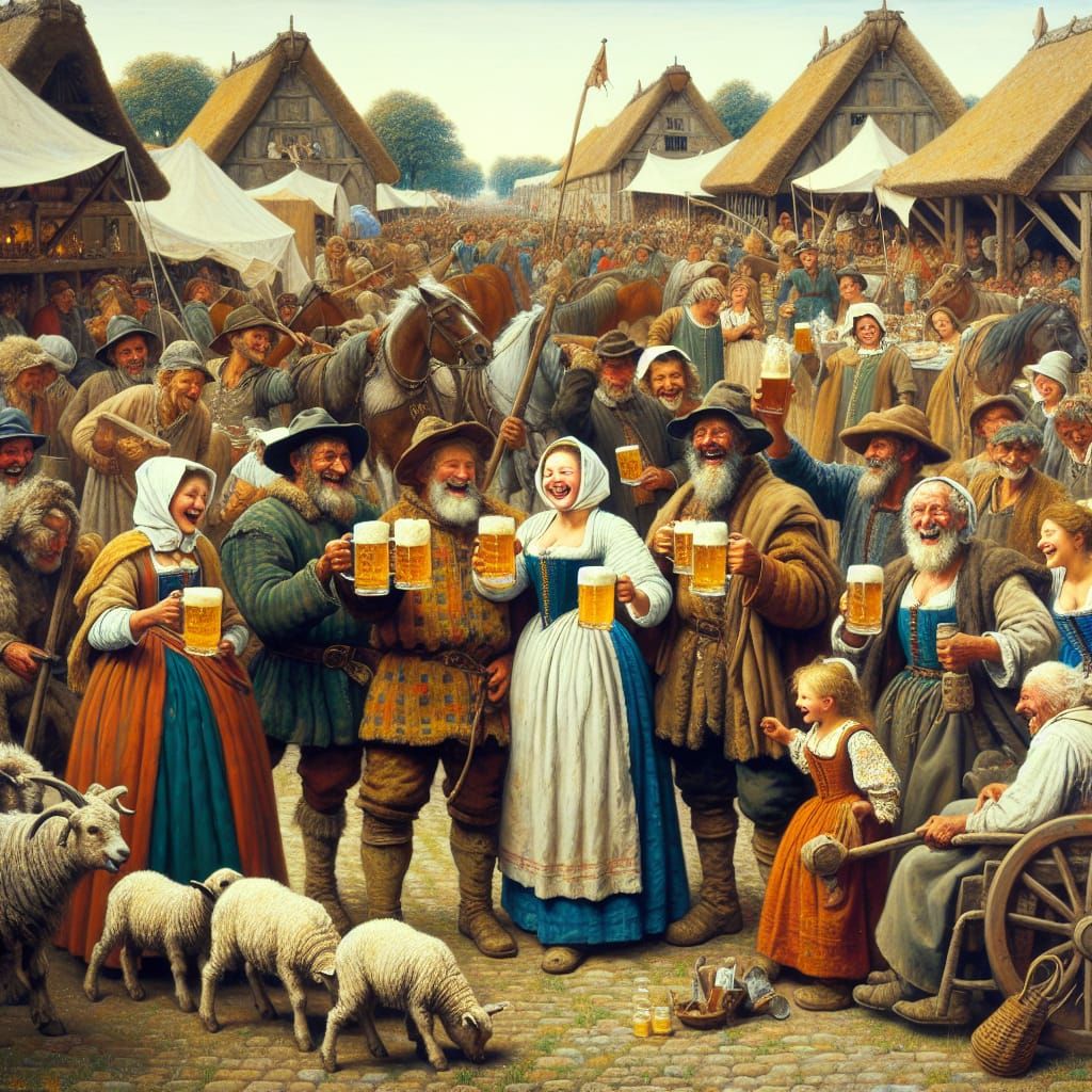 Saxon Festival in Hiberno-Saxon Oil Painting Style