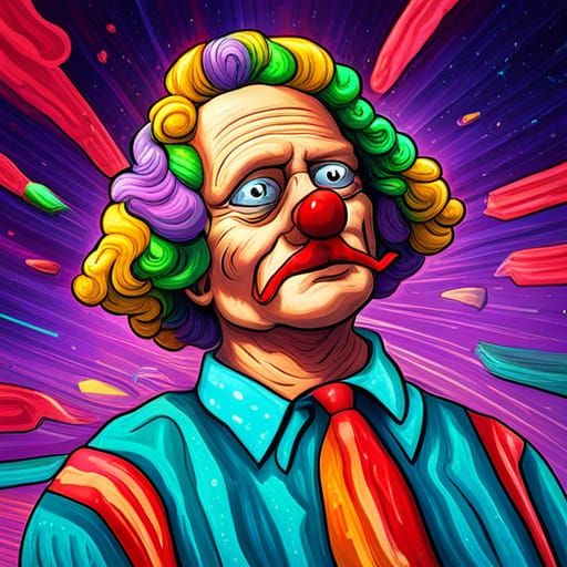 Psychedelic Krusty the Clown Art