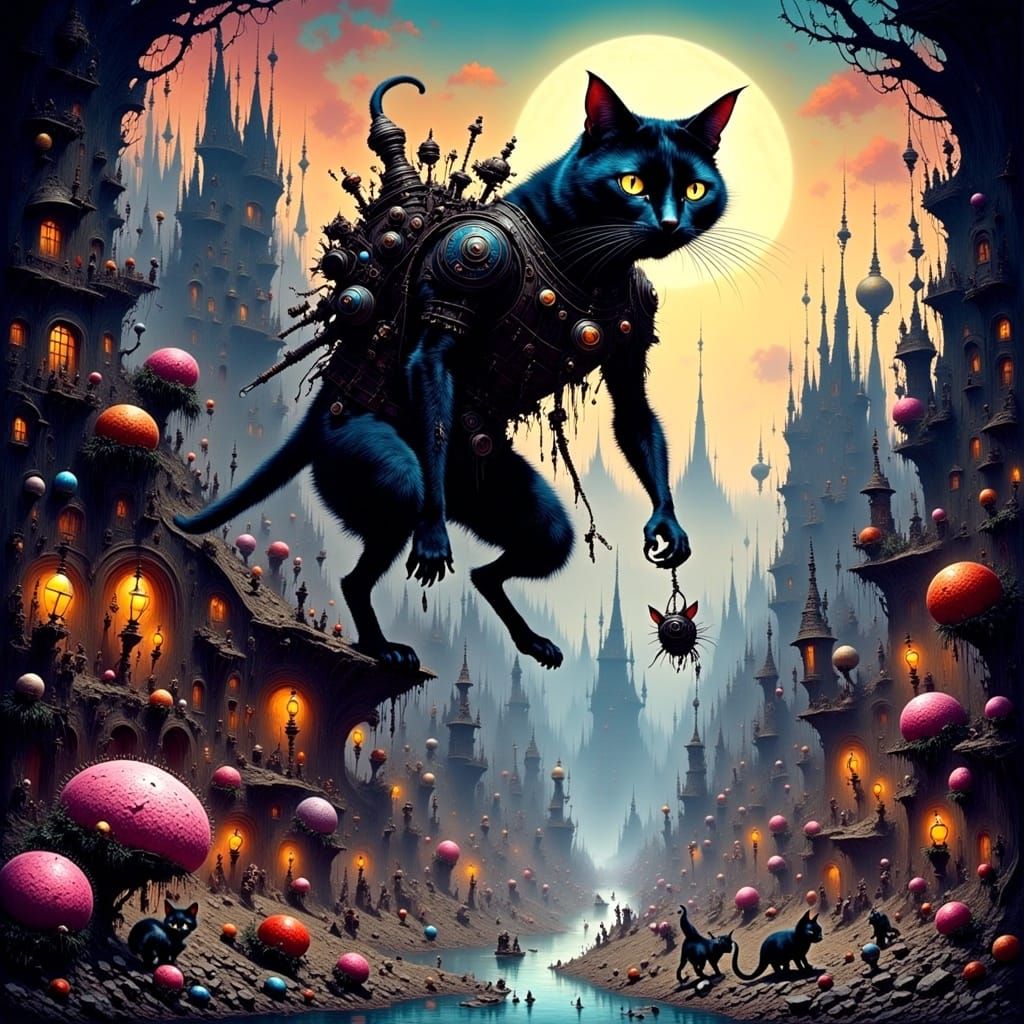 Majestic Cat in Fantastical Environment, Matte Painting