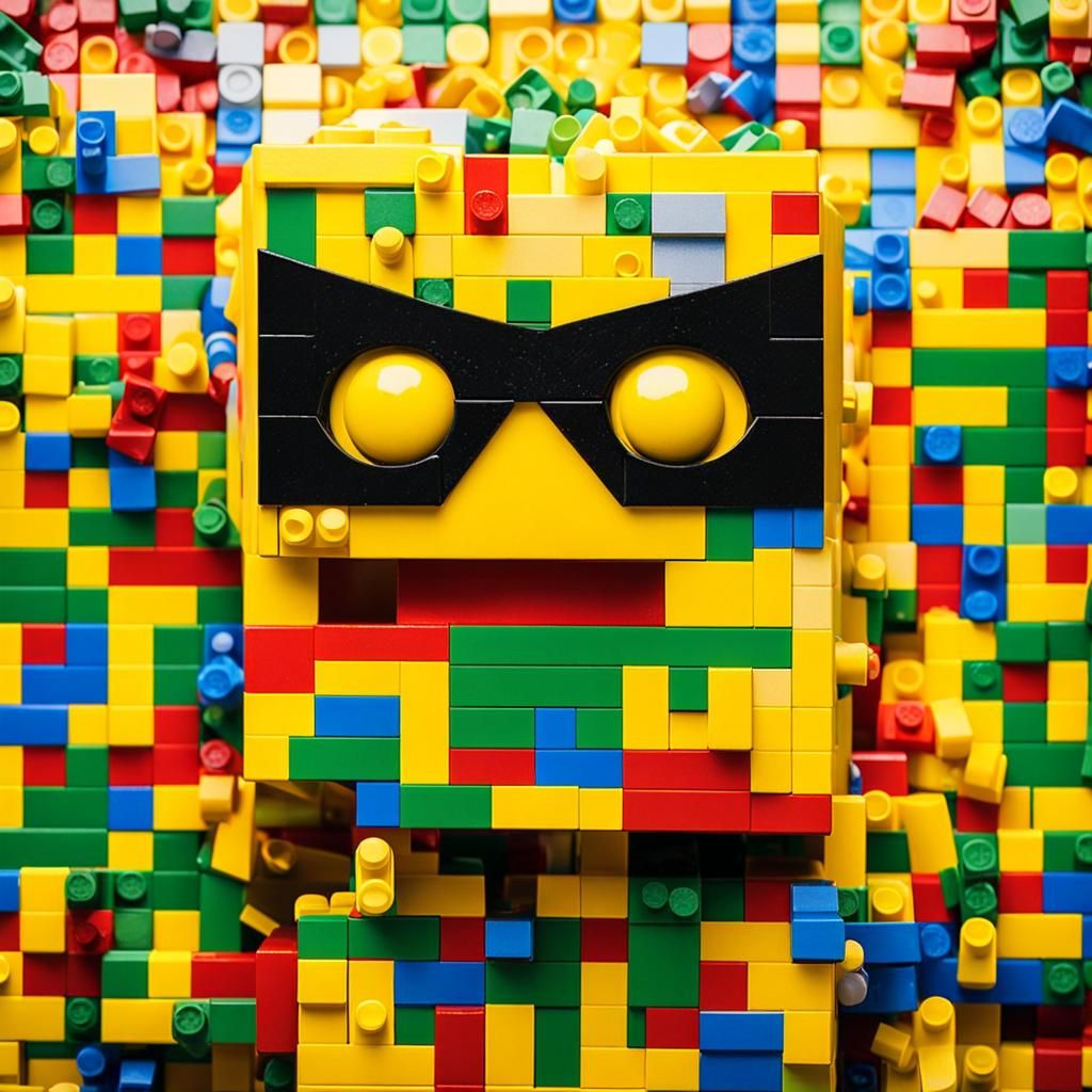 Pop Art LEGO Superhero Sculpture in Expressionist Style