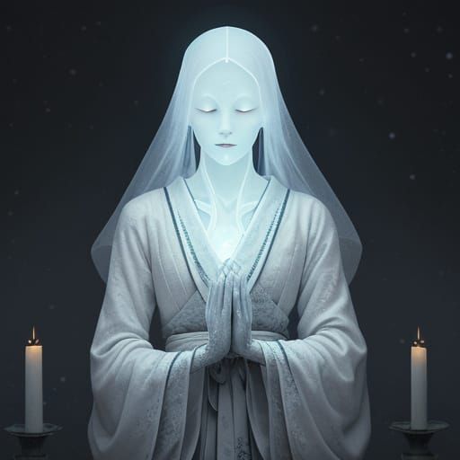 Eerie Horror Art of a Spectral Mochi Ghost