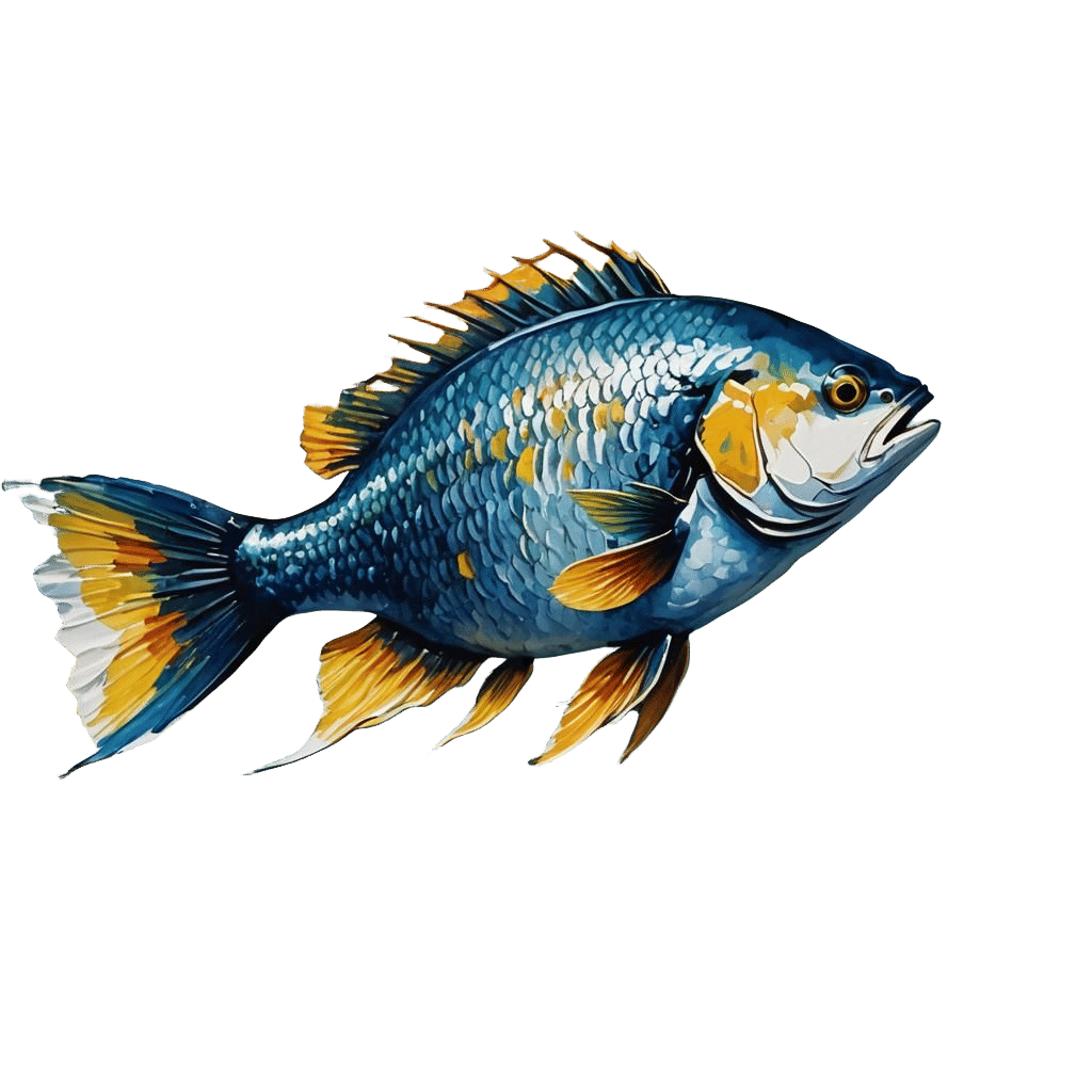 Vibrant Fish in Gouache Style Impressionist Painting