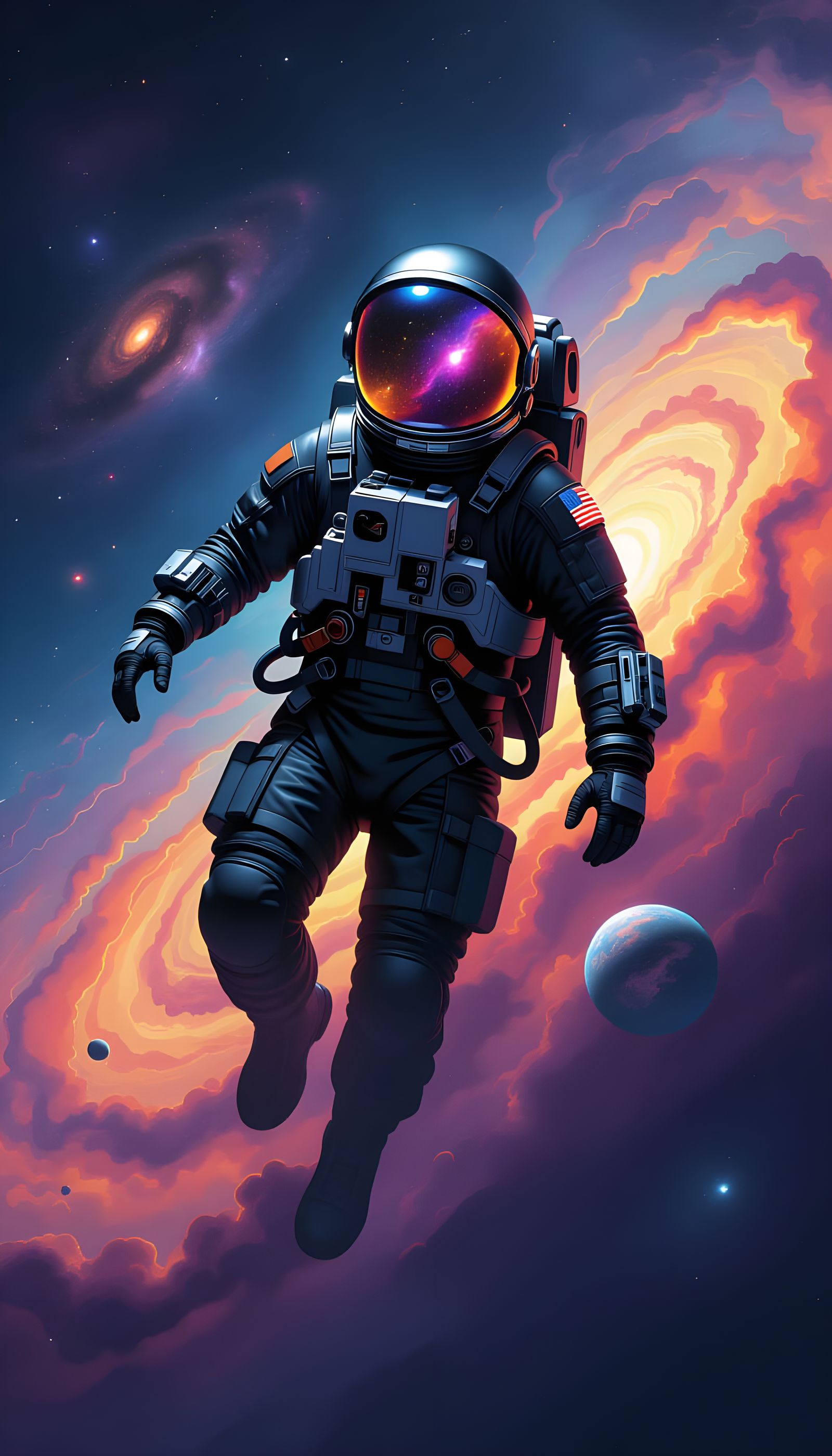 Astronaut Drifting in Ethereal Cosmic Glow