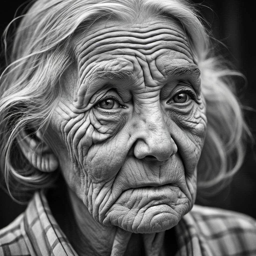 Expressive Black and White Portrait of an Elderly Person