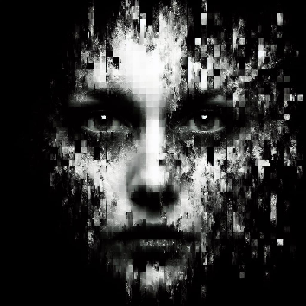 Eerie Portrait of Fear Dissolving into Darkness