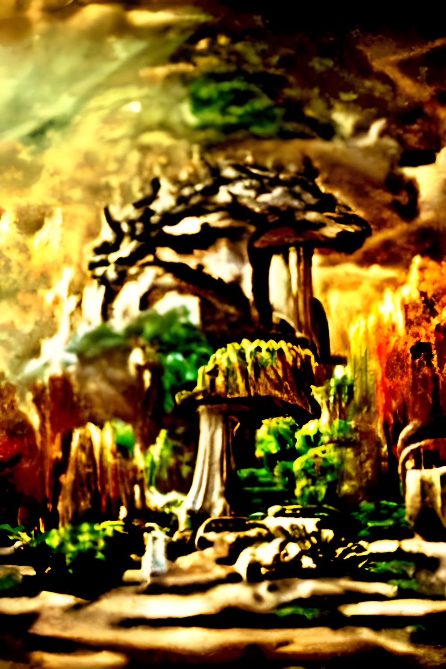 Fantasy Treehouse on Giant Tree: Digital Art